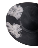 Vintage Wide Brimmed Fedora Hat with Feather