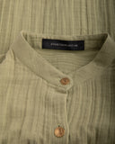 Mandarin Collar Shirt with Gold Button
